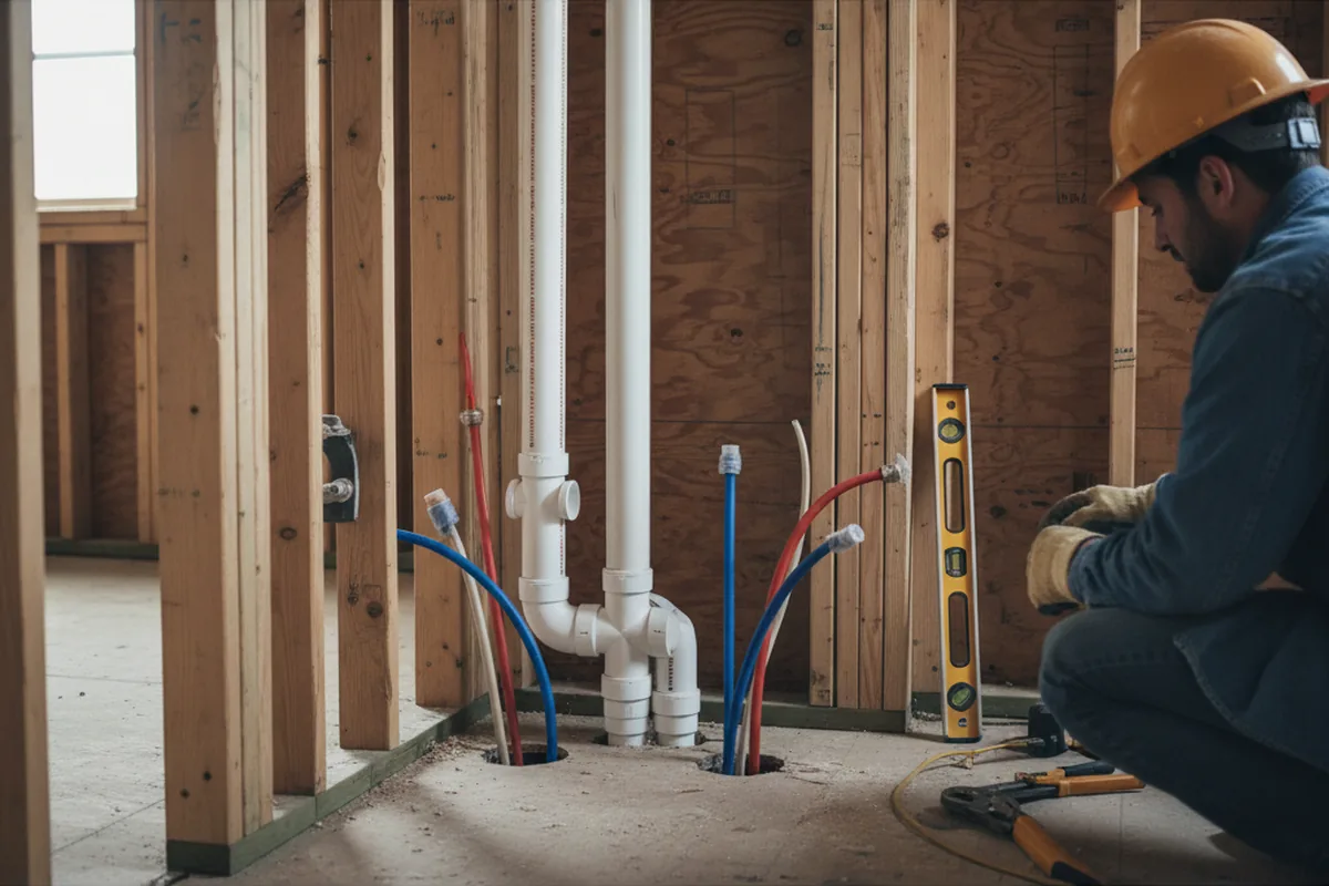 Drain and supply rough-in during Leak Detection in Payson